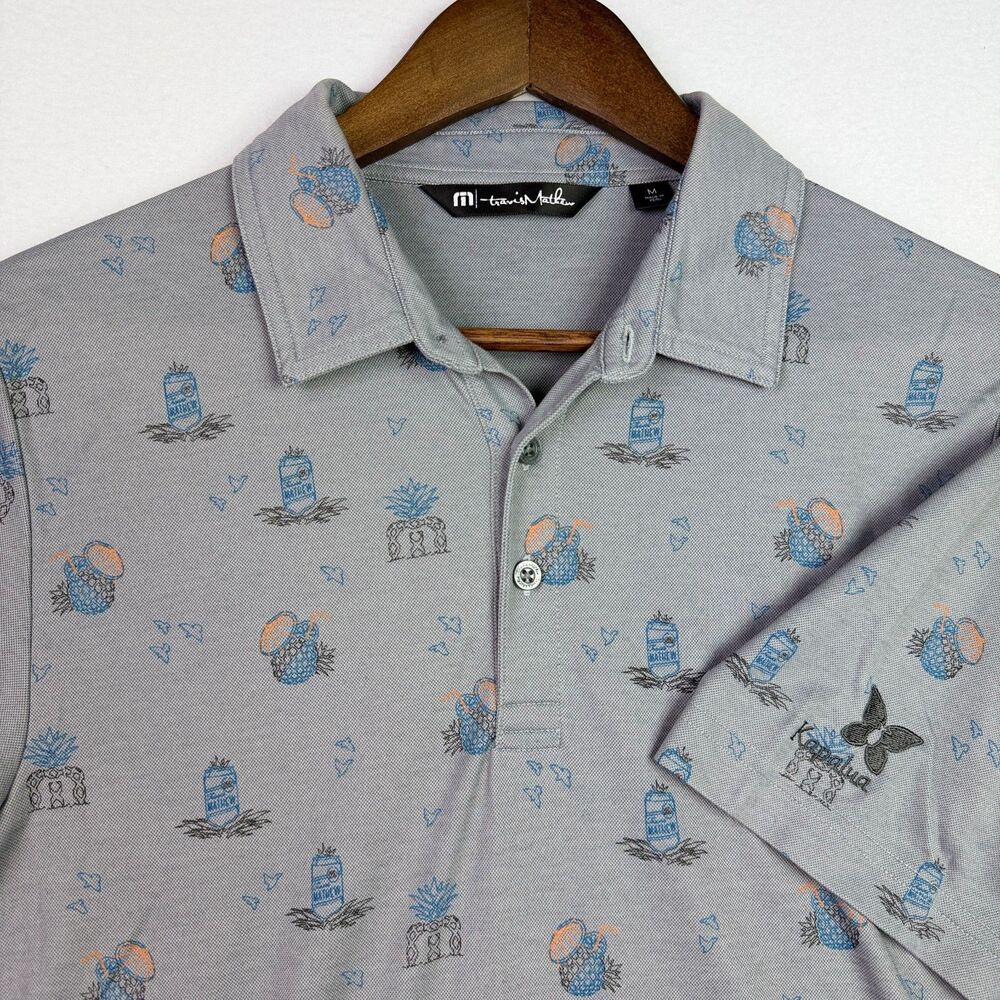 TravisMathew Tropical Print Golf Polo M Kapalua Logo